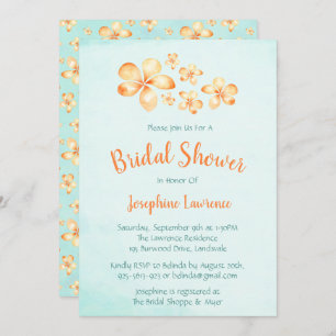 Island Plumeria Bridal Shower Invitations