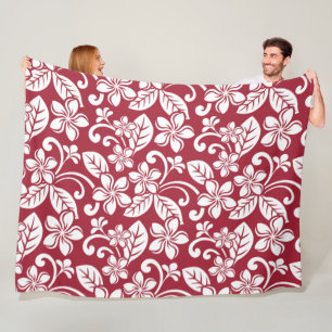 ISLAND PLUMERIA (CARDINAL RED) FLEECE BLANKET