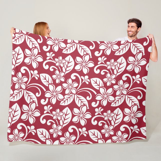 ISLAND PLUMERIA (CARDINAL RED) FLEECE BLANKET (In Situ)