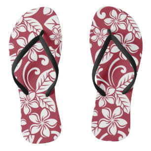 ISLAND PLUMERIA (CARDINAL RED) Pair of Flip Flops