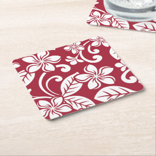 ISLAND PLUMERIA (CARDINAL RED) Paper Coaster