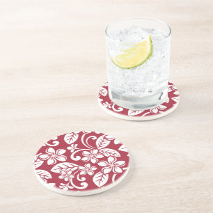 ISLAND PLUMERIA (CARDINAL RED) Sandstone Coaster