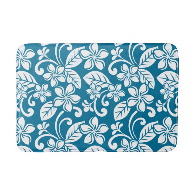 ISLAND PLUMERIA (CARIBBEAN BLUE) Bath Mat (Front)