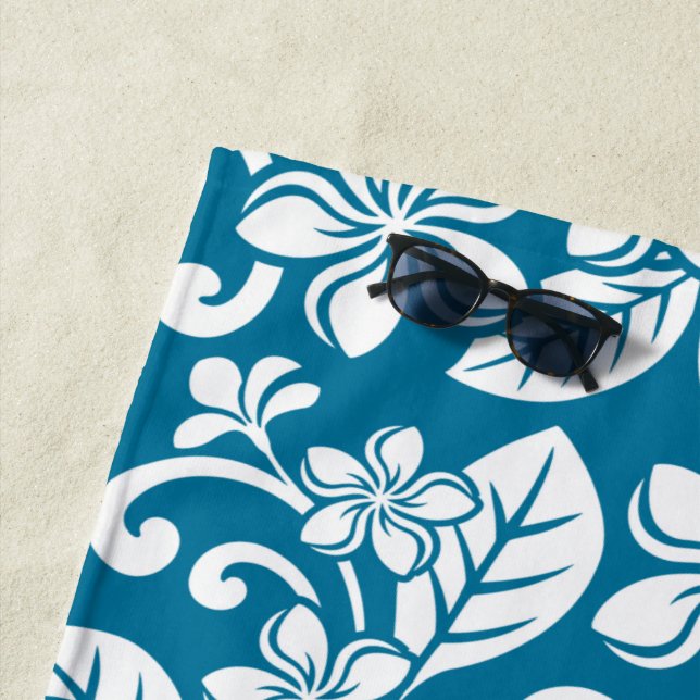 ISLAND PLUMERIA (CARIBBEAN BLUE) BEACH TOWEL (In Situ)