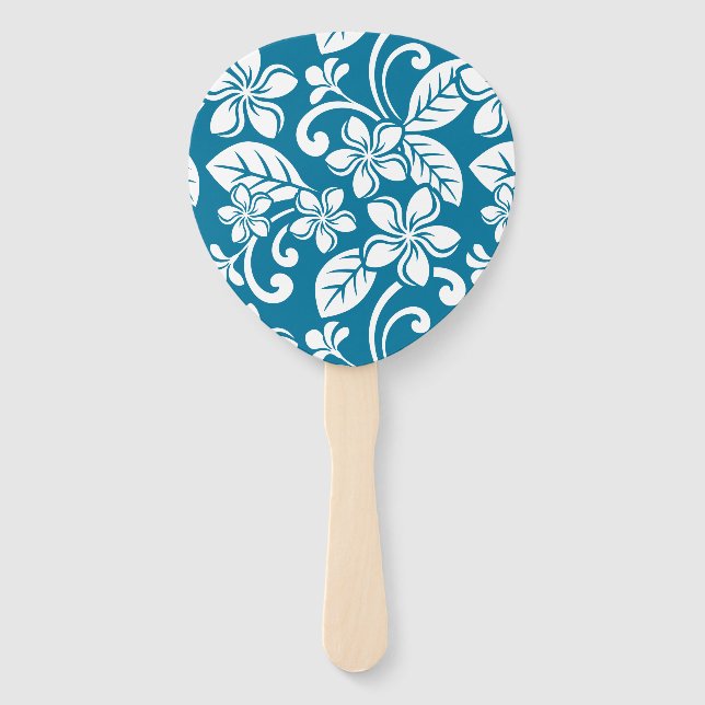 ISLAND PLUMERIA (CARIBBEAN BLUE) HAND FAN (Back)
