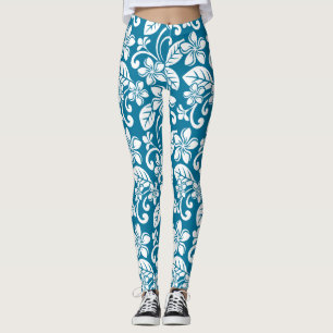 ISLAND PLUMERIA (CARIBBEAN BLUE) Leggings