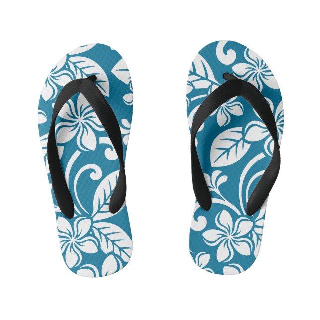 ISLAND PLUMERIA (CARIBBEAN BLUE)Pair of Flip Flops (Footbed)