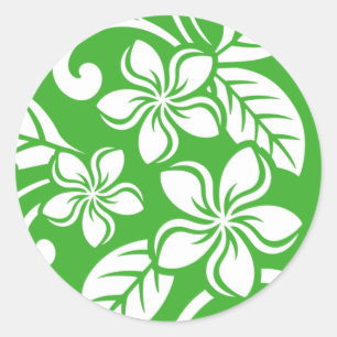 ISLAND PLUMERIA (CITRUS GREEN) CLASSIC ROUND STICKER