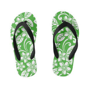 ISLAND PLUMERIA (CITRUS GREEN) KID'S FLIP FLOPS