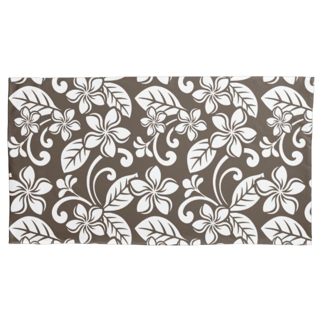 ISLAND PLUMERIA (COFFEE BROWN) PILLOWCASE (Front-Left)