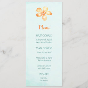 Island Plumeria Flower Watercolor Menus