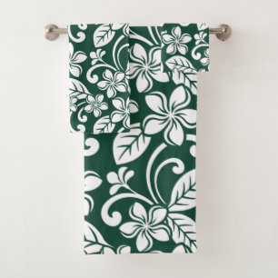 ISLAND PLUMERIA (FOREST GREEN) BATH TOWEL SET