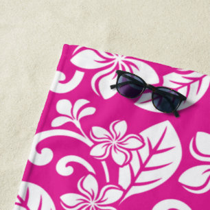 ISLAND PLUMERIA (HOT PINK) BEACH TOWEL