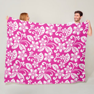 ISLAND PLUMERIA (HOT PINK) FLEECE BLANKET