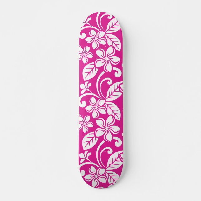 ISLAND PLUMERIA (HOT PINK) SKATEBOARD (Front)