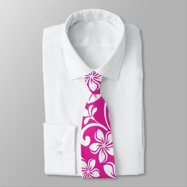 ISLAND PLUMERIA (HOT PINK) TIE (Tied)