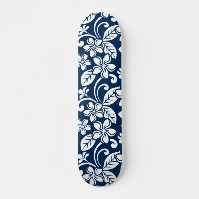 ISLAND PLUMERIA (NAVY BLUE) SKATEBOARD (Front)