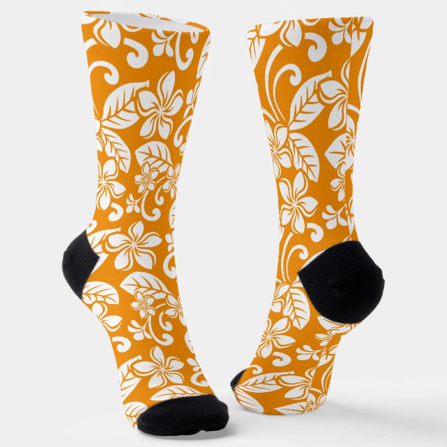 ISLAND PLUMERIA (ORANGE) SOCKS (Angled)