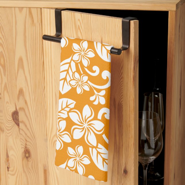 ISLAND PLUMERIA (ORANGE) TEA TOWEL (Thirds Fold)