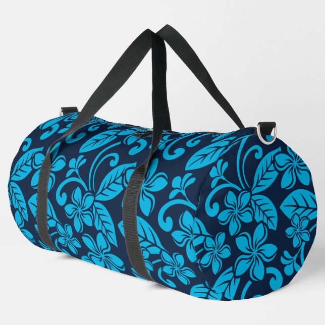 ISLAND PLUMERIA PATTERN IN BLUE x 2 Duffle Bag (Left Corner)