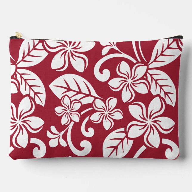 ISLAND PLUMERIA PATTERN IN CARDINAL RED ACCESSORY POUCH (Front)