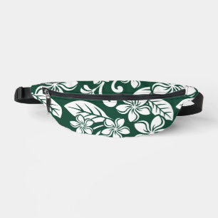 ISLAND PLUMERIA PATTERN IN FOREST GREEN BUM BAGS