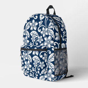 ISLAND PLUMERIA PATTERN IN NAVY PRINTED BACKPACK