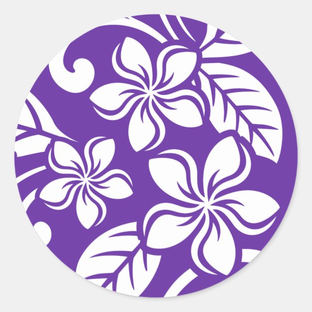ISLAND PLUMERIA (PURPLE) CLASSIC ROUND STICKER (Front)
