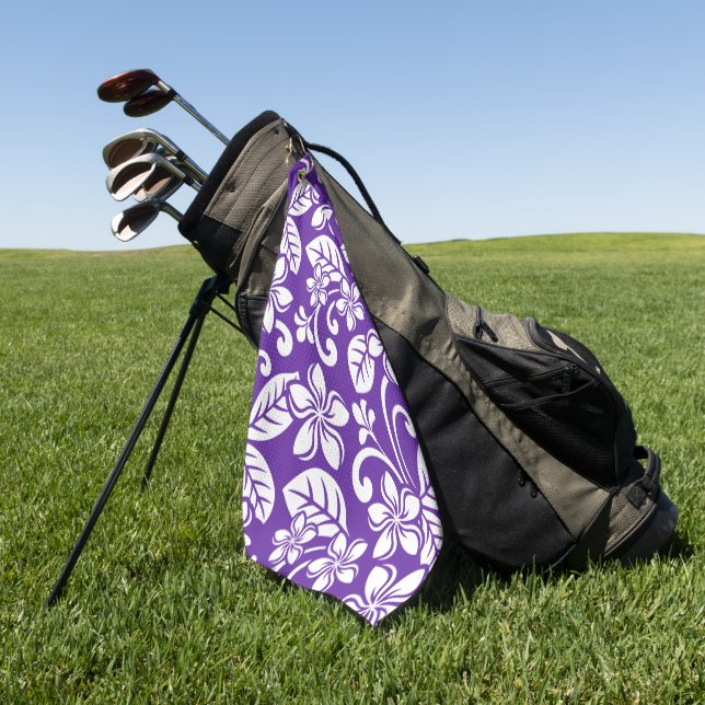 ISLAND PLUMERIA (PURPLE) GOLF TOWEL (Green)
