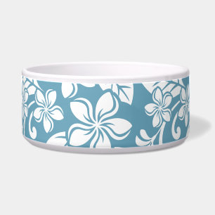 ISLAND PLUMERIA (SLATE BLUE) Ceramic Pet Bowl
