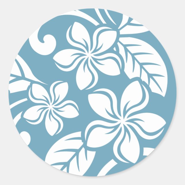 ISLAND PLUMERIA (SLATE BLUE) CLASSIC ROUND STICKER (Front)