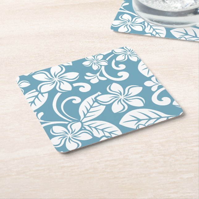 ISLAND PLUMERIA (SLATE BLUE) Paper Coaster (Angled)