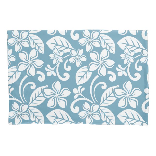 ISLAND PLUMERIA (SLATE BLUE) PILLOWCASE (Front-Left)