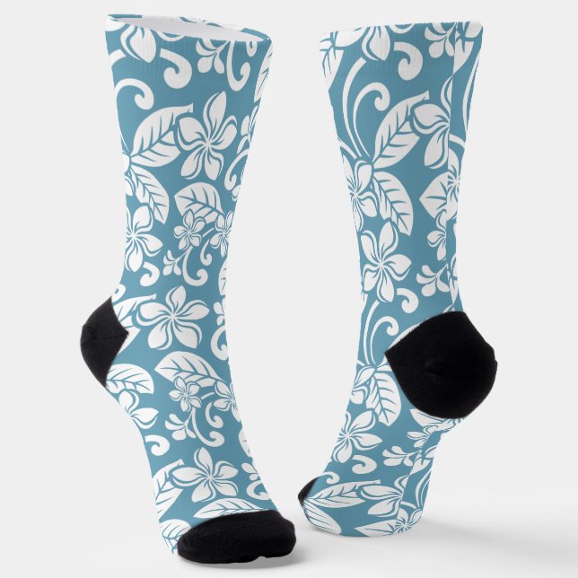 ISLAND PLUMERIA (SLATE BLUE) SOCKS (Angled)
