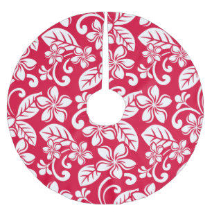 ISLAND PLUMERIA (STRAWBERRY RED) BRUSHED POLYESTER TREE SKIRT