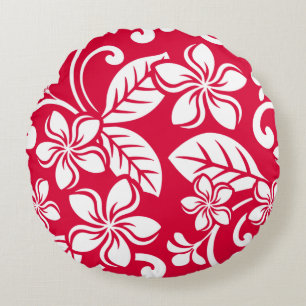 ISLAND PLUMERIA (STRAWBERRY RED) ROUND CUSHION