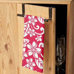 ISLAND PLUMERIA (STRAWBERRY RED) TEA TOWEL