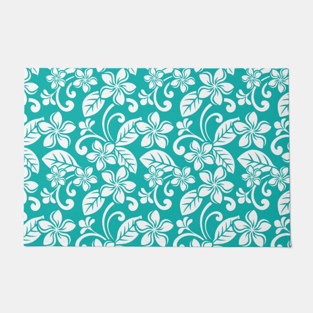 ISLAND PLUMERIA (TURQUOISE) DOORMAT (Front)