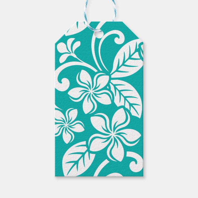 ISLAND PLUMERIA (TURQUOISE) GIFT TAGS (Front)