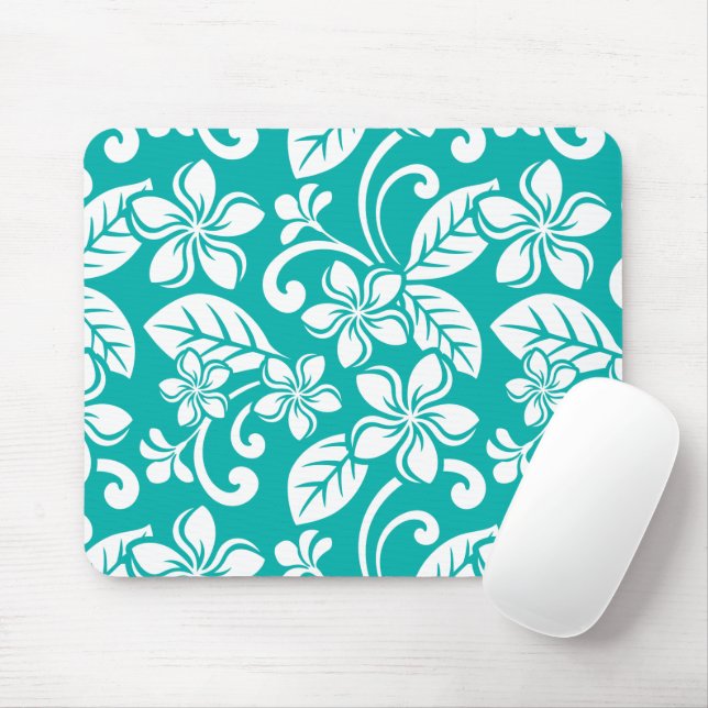 ISLAND PLUMERIA (TURQUOISE) Luggage Tag Mouse Mat (With Mouse)