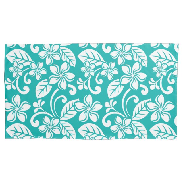 ISLAND PLUMERIA (TURQUOISE) PILLOWCASE (Front-Left)