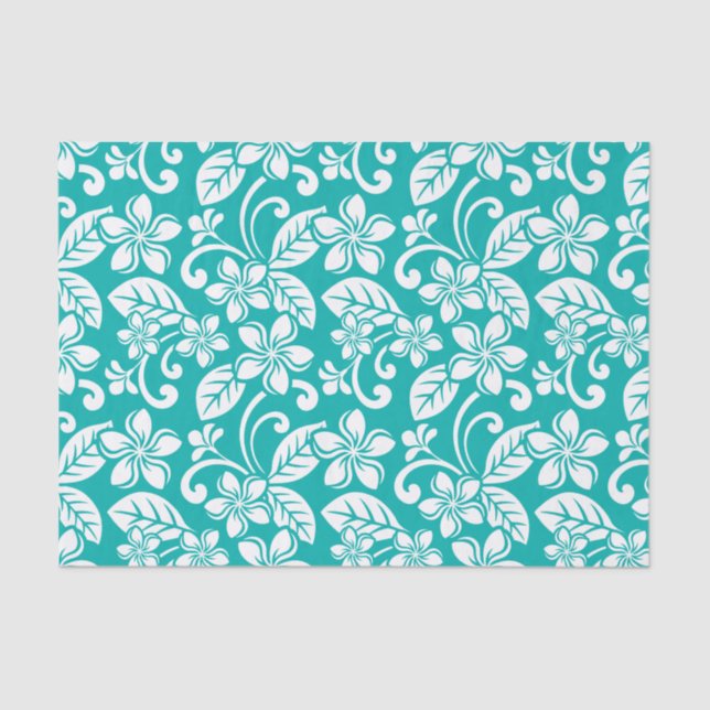 ISLAND PLUMERIA (TURQUOISE) TISSUE PAPER (Front)