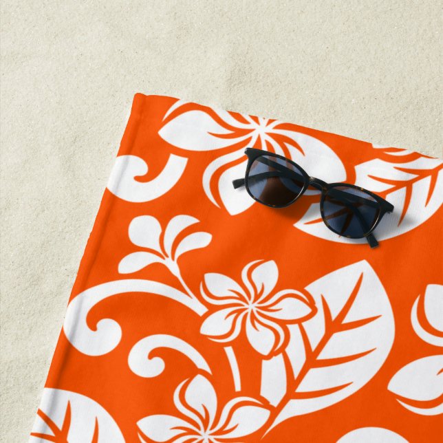 ISLAND PLUMERIA (VERY ORANGE) BEACH TOWEL (In Situ)