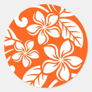 ISLAND PLUMERIA (VERY ORANGE) CLASSIC ROUND STICKER