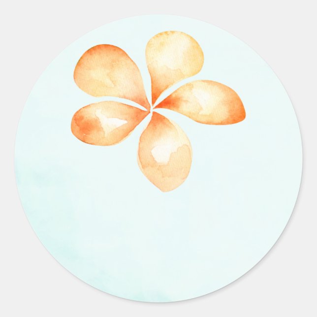 Island Plumeria Watercolor Wedding Favour Stickers (Front)