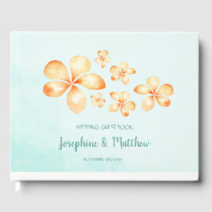 Island Plumeria Watercolor Wedding Guest Book
