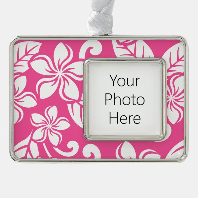 ISLAND PLUMERIA (WATERMELON PINK) SILVER PLATED FRAMED ORNAMENT (Front)
