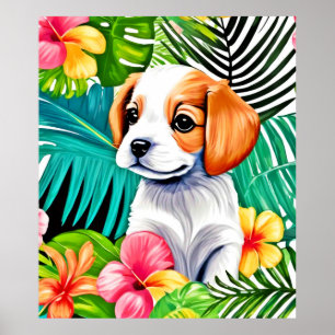Island Puppy: Floral Friend Poster