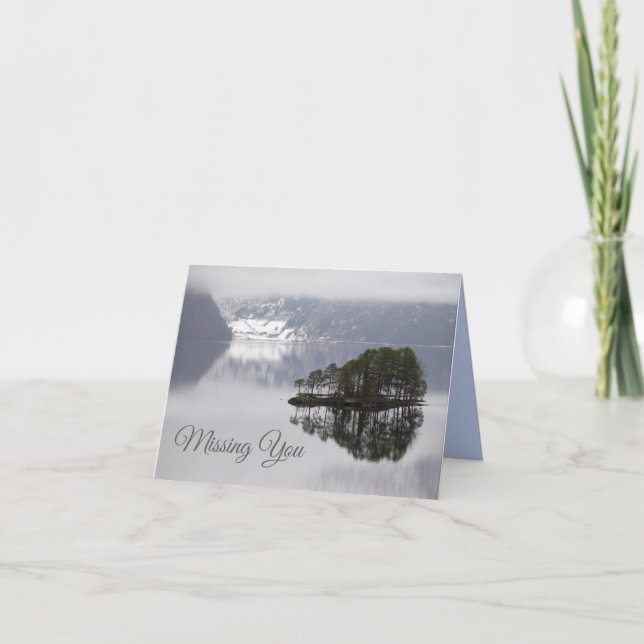 Island Reflection Lake Missing You Blank Note Card (Front)