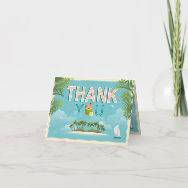 Island Resort Beach Destination Thank You Card (Front)